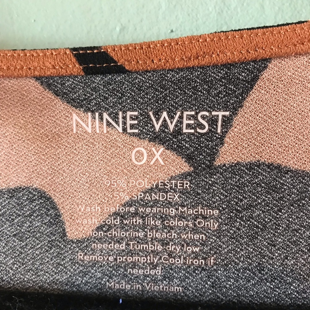 Nine West Orange and Black Floral Wrap Midi Dress - Picture 3 of 5